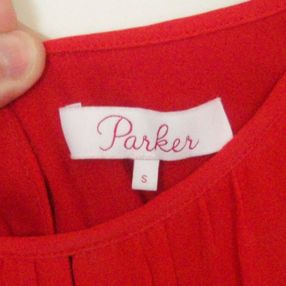 Parker | Red Asymmetrical Hem Flutter Sleeve Dress - Picture 12 of 13